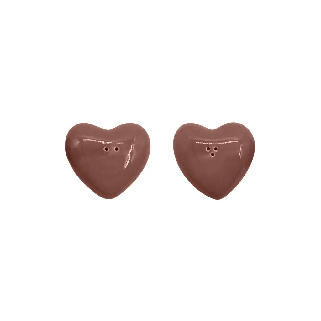 Set de sel et poivre cœur marron