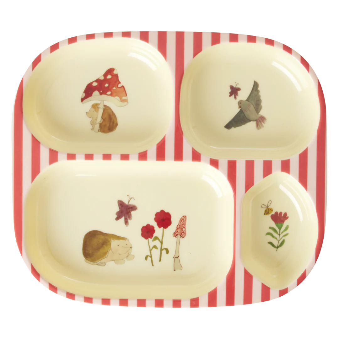 Children's Plate 4 Compartments - Pink