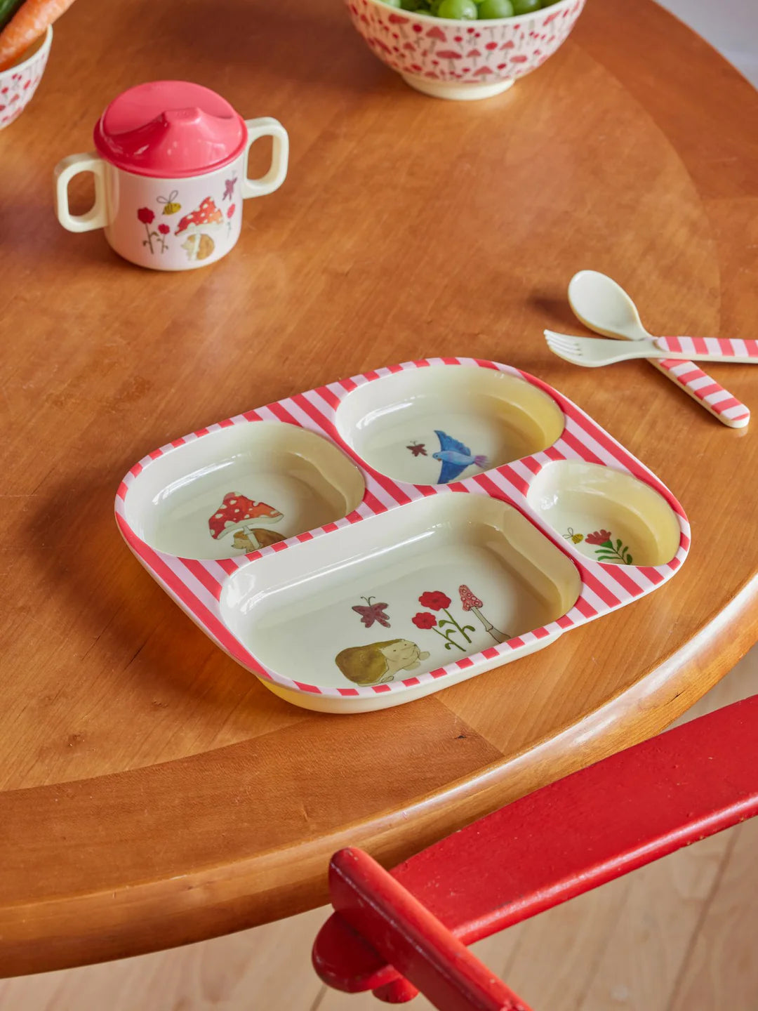 Children's Plate 4 Compartments - Pink