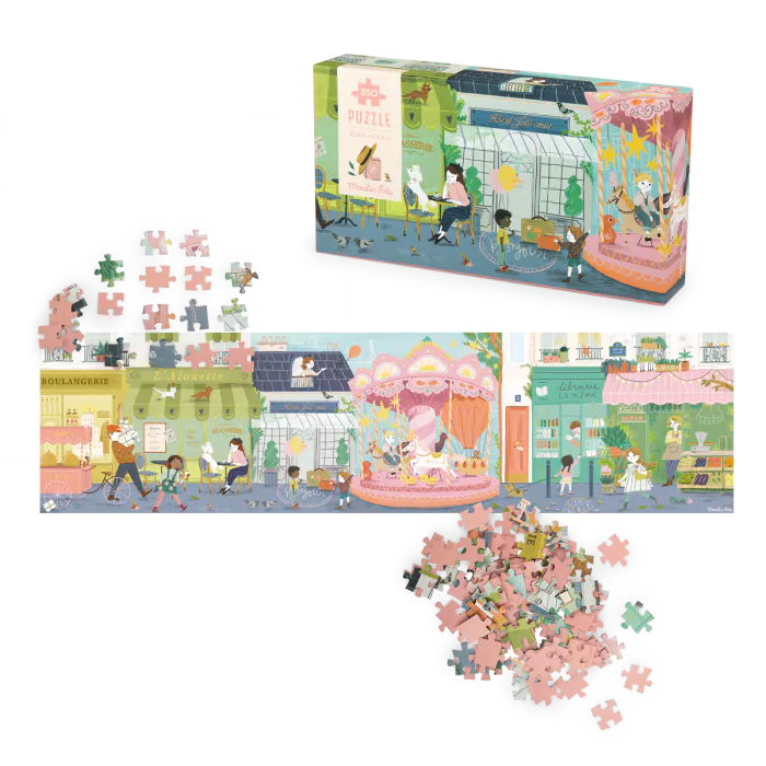 Puzzle panoramique 350 pièces – 10 Rue des Lilas – Les Parisiennes