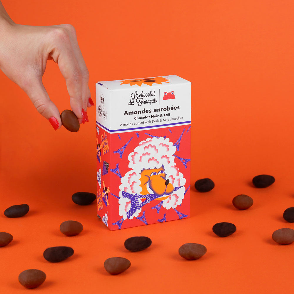 Amandes enrobées de chocolat noir & lait "Caniche Tour Eiffel"