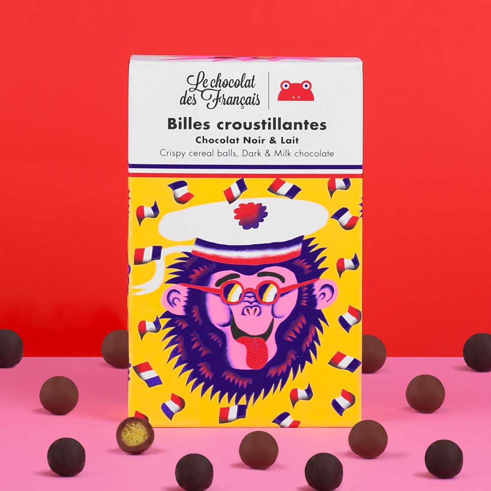 Billes croustillantes au chocolat noir & lait « Singe marin »