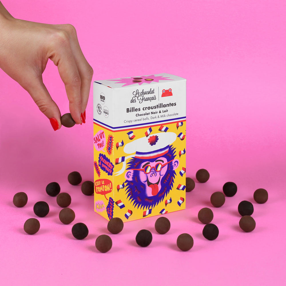 Billes croustillantes au chocolat noir & lait « Singe marin »