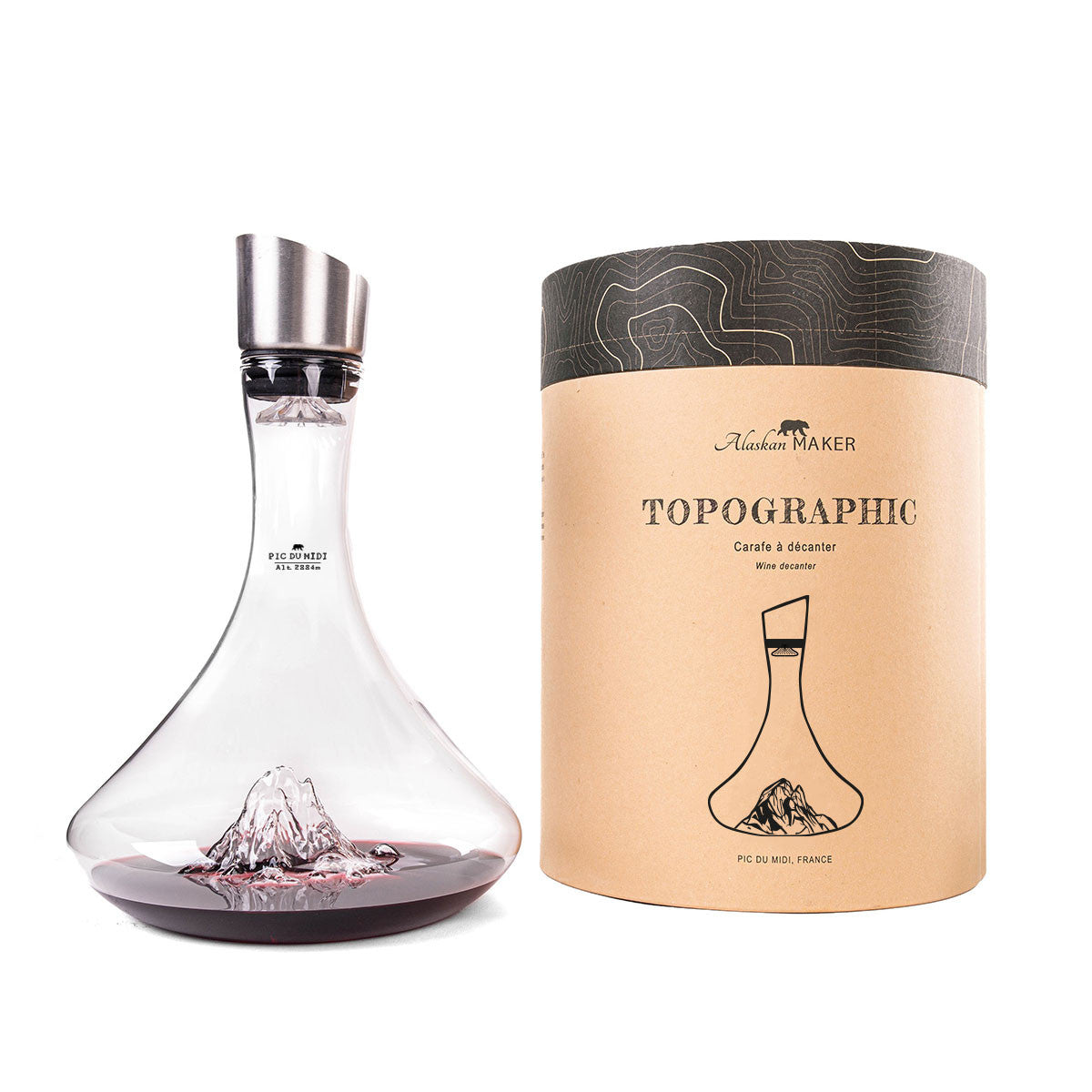 Topographic wine carafe: Pic du Midi d'Ossau