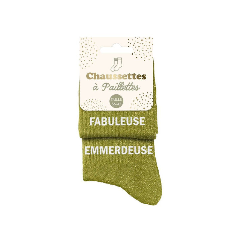 Chaussettes à paillettes duo FABULEUSE EMMERDEUSE