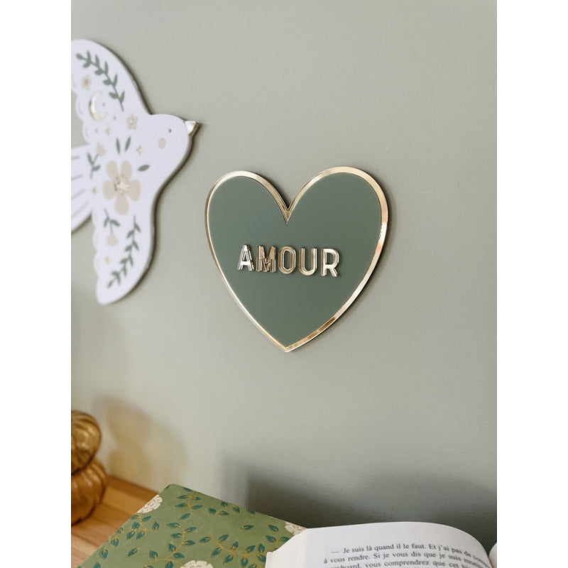 Décoration murale coeur amour vert