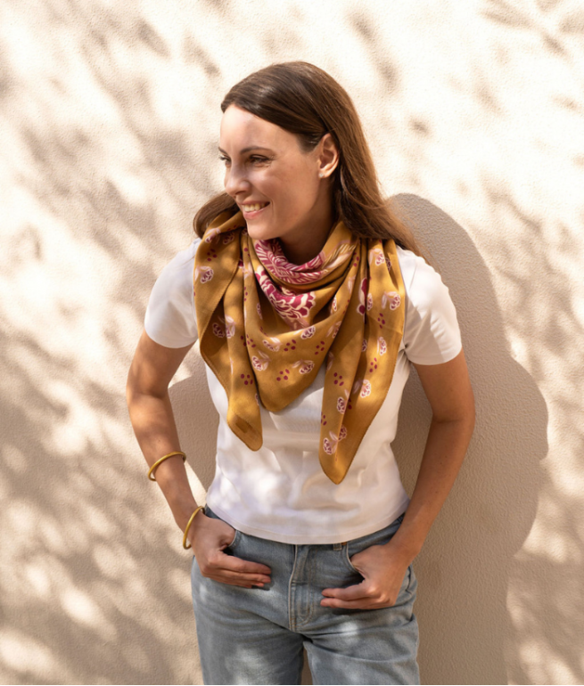 Grand foulard Indien - Mindi Cassonade