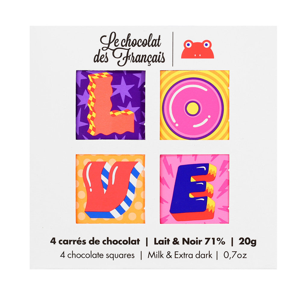 Box of 4 milk and dark “Love” squares