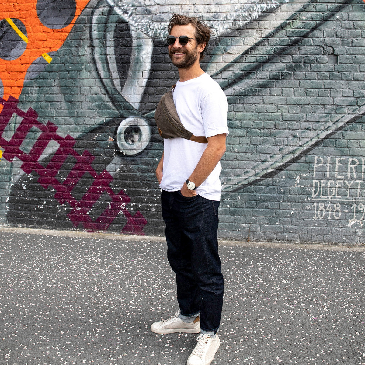 Sac banane toile waxée Sling Kaki