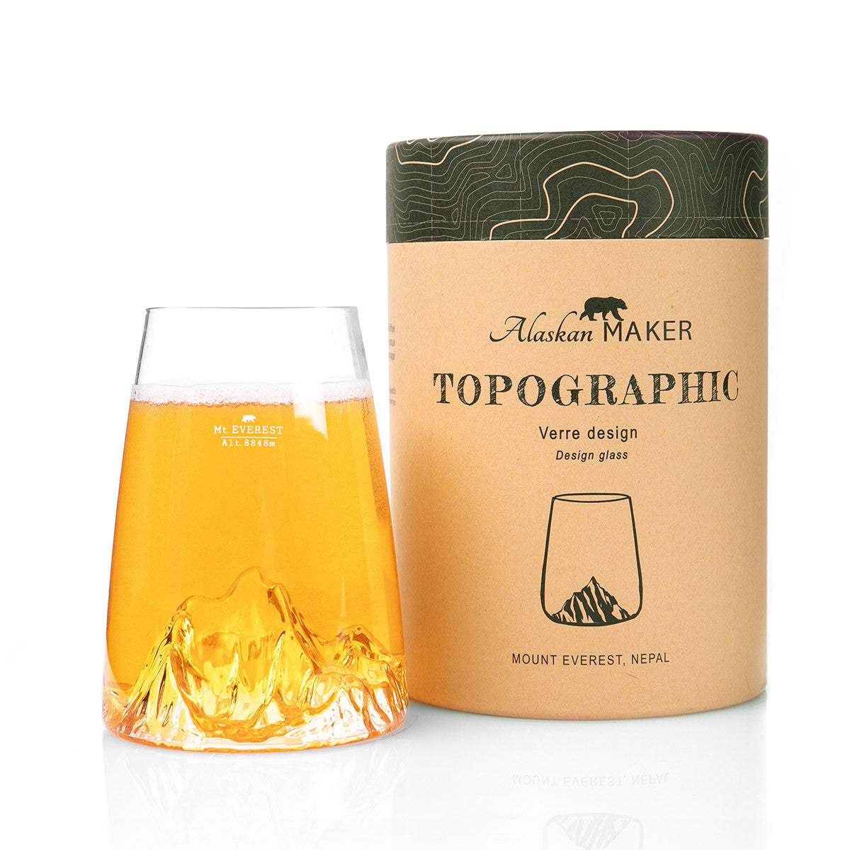 Topographic design glass: Mount Everest