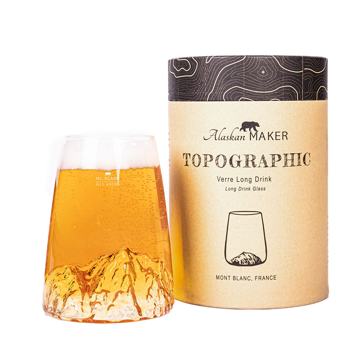 Topographic design glass: Mont Blanc