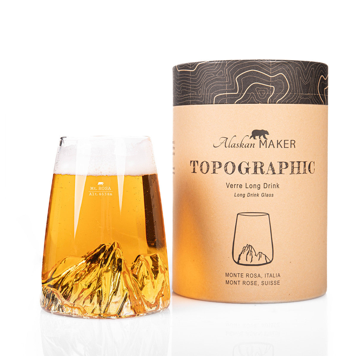 Topographic design glass: Mont Rosa