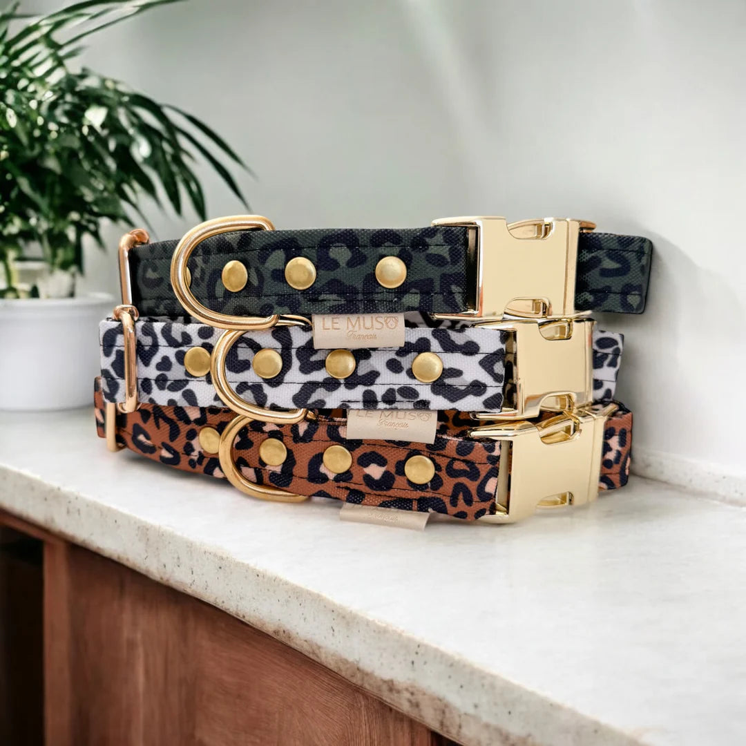 Leopard Brown Waterproof Clip Collar 