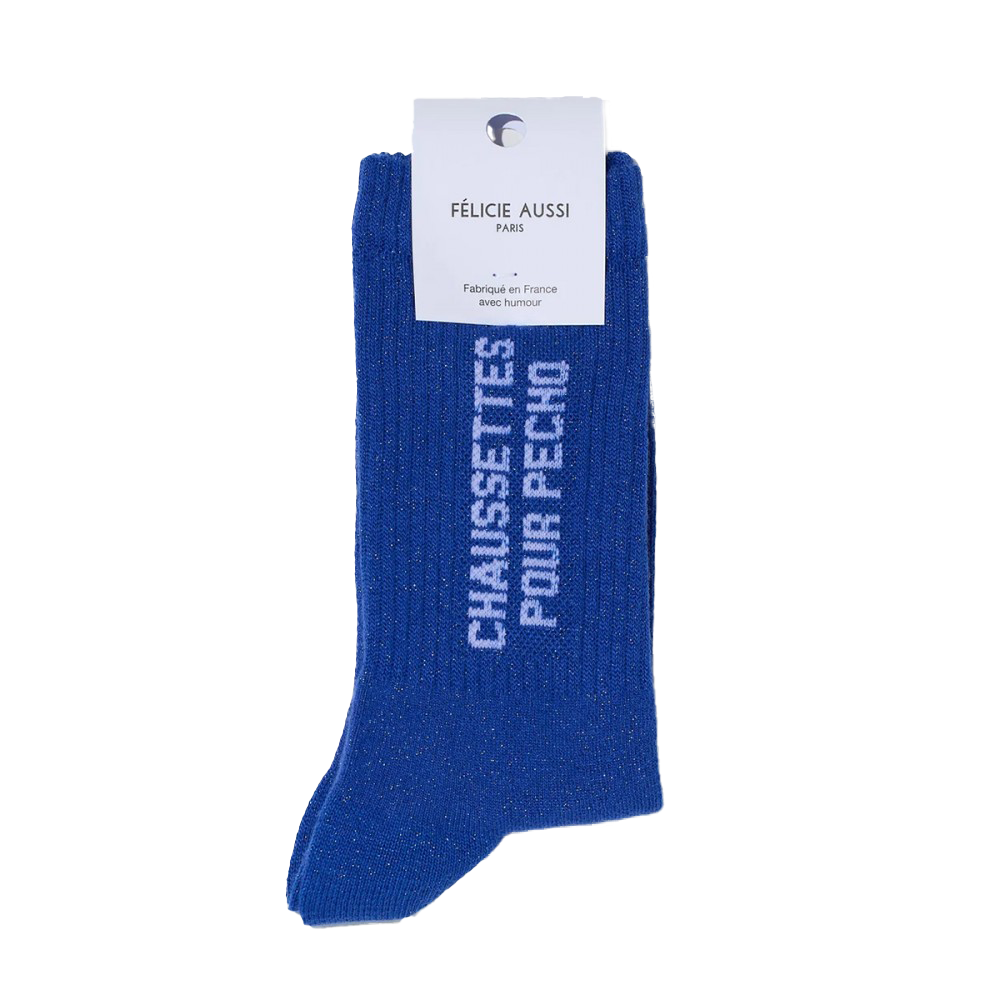 Chaussettes "Chaussettes pour pécho" Bleu paillettes