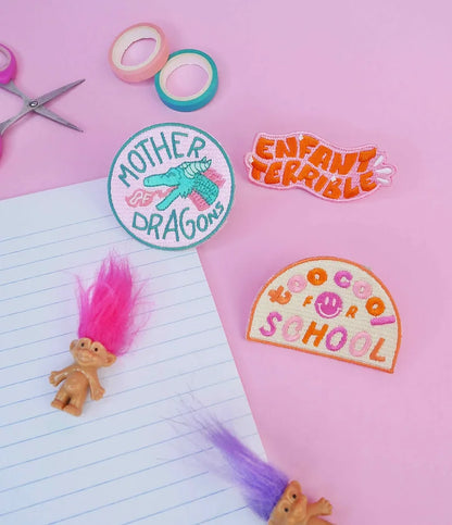 TOO COOL FOR SCHOOL iron-on patch