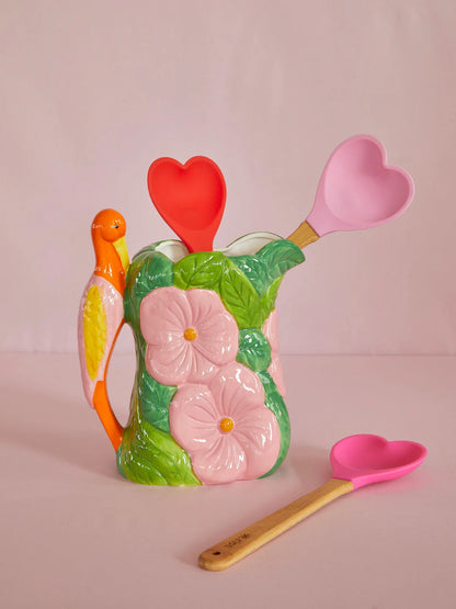 Heart Silicone Kitchen Utensils - Light Pink