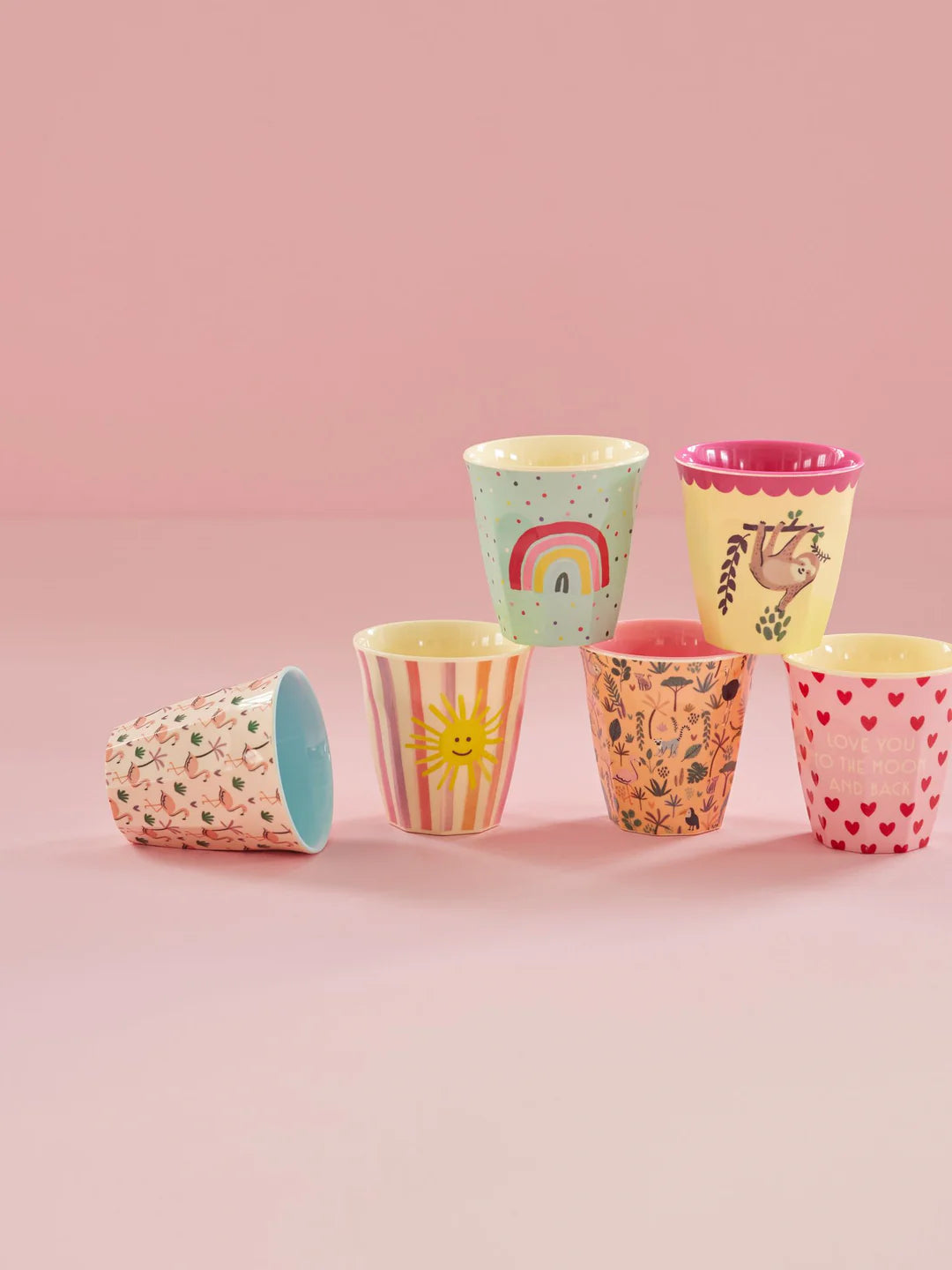Small Kids Cup - Pink - Funky Prints - Pack of 6