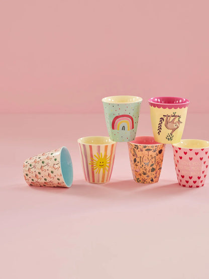 Small Kids Cup - Pink - Funky Prints - Pack of 6