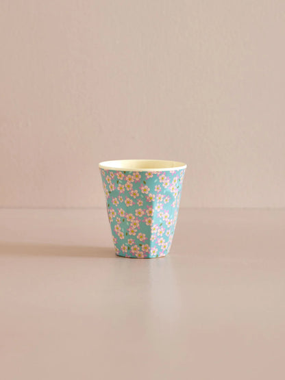 Medium Tumbler - Blue - Small Flower Print