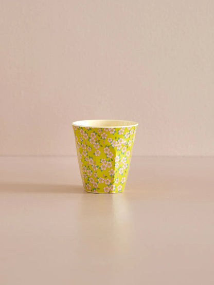 Medium Tumbler - Yellow - Small Flower Print