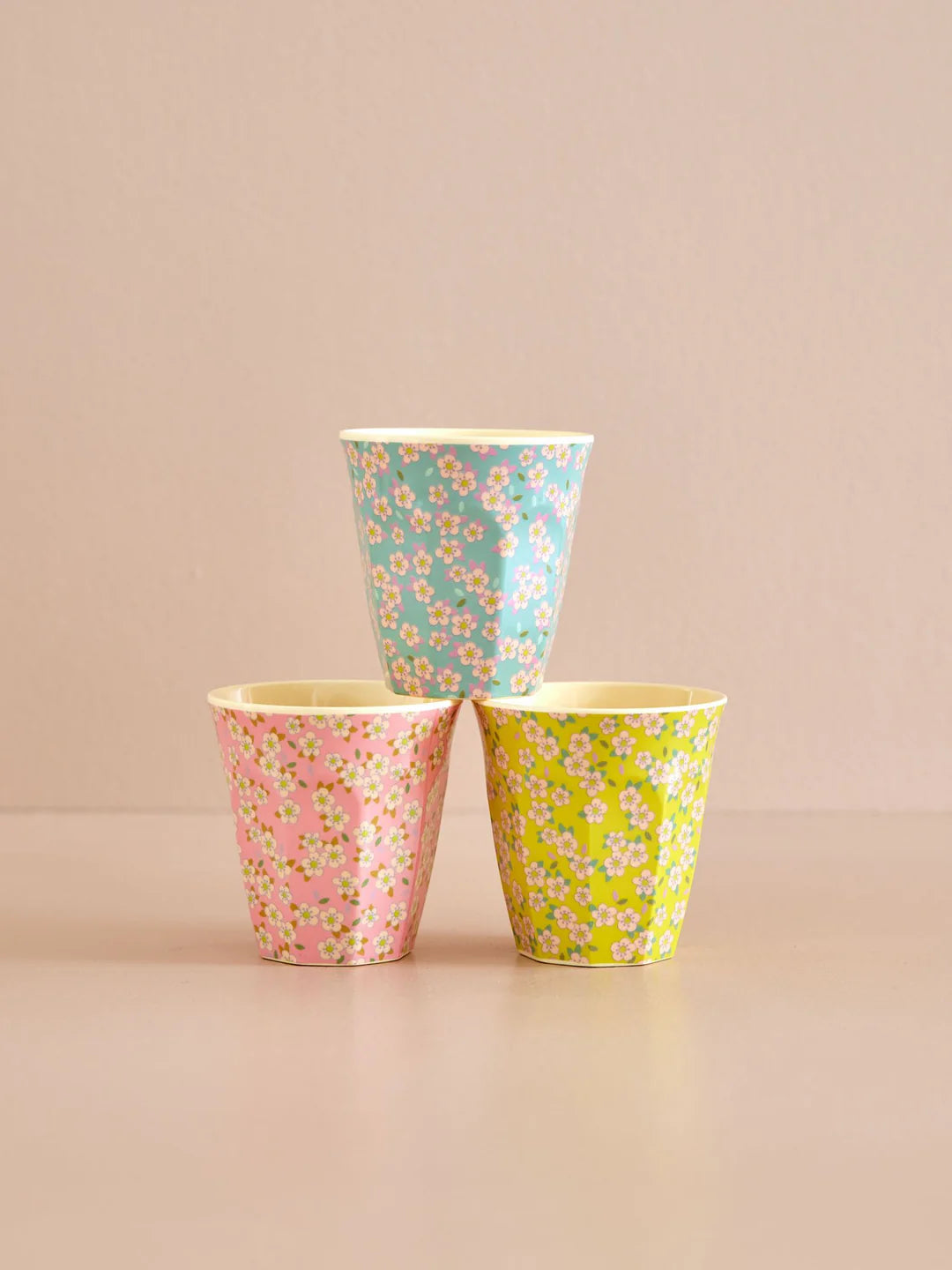 Medium Tumbler - Yellow - Small Flower Print