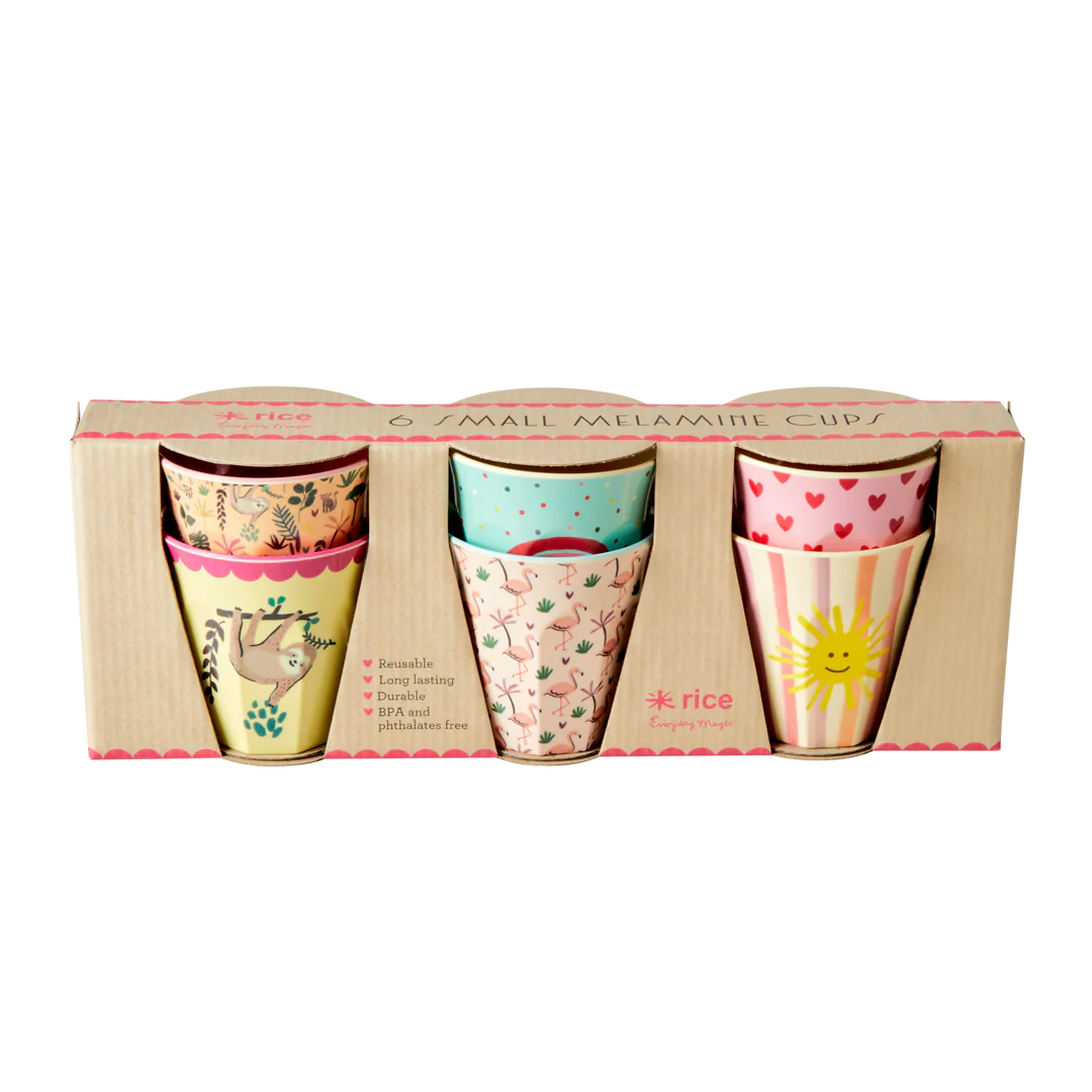 Small Kids Cup - Pink - Funky Prints - Pack of 6