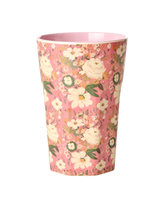 Gobelet haut  - Corail - Allison Flower Print
