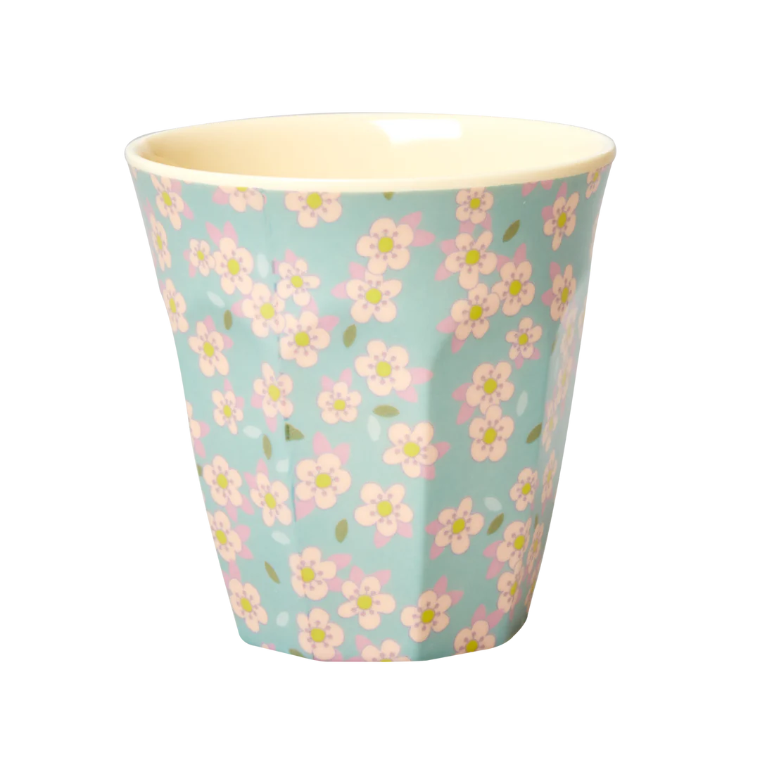 Medium Tumbler - Blue - Small Flower Print