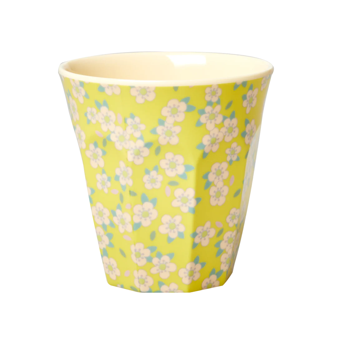 Medium Tumbler - Yellow - Small Flower Print