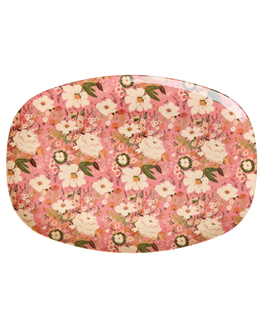 Grand Rectangulaire Grande assiette - Corail - Allison Flower Print