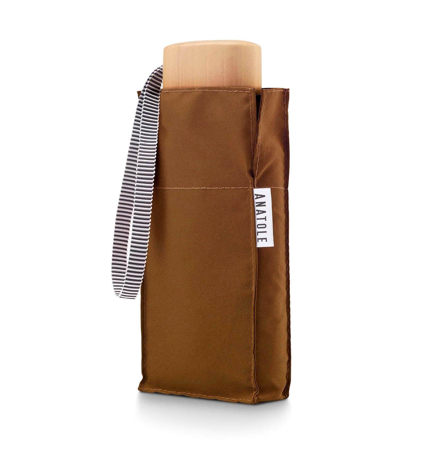 Mini Parapluie Marron Caramel – Compact & Solide