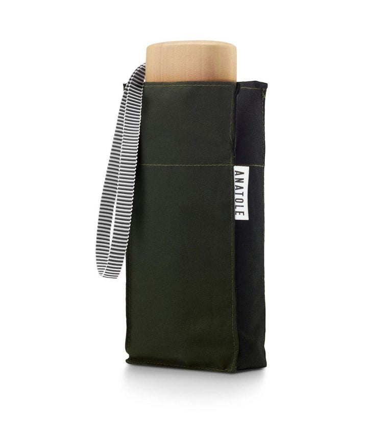 Mini-parapluie bicolore Kaki/Noir – ANATOLE