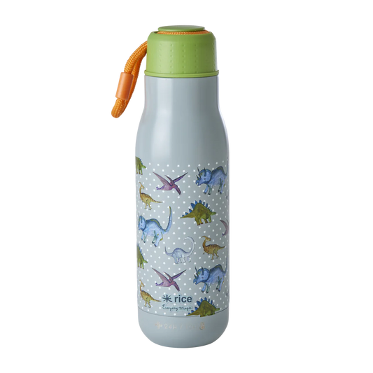 Stainless Steel Bottle - Blue Grey - New Dino Print