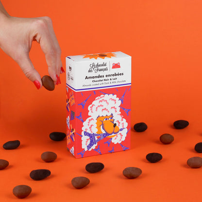 Amandes enrobées de chocolat noir & lait "Caniche Tour Eiffel"