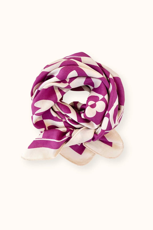 Grand foulard - Palika "Damier" Fuschia