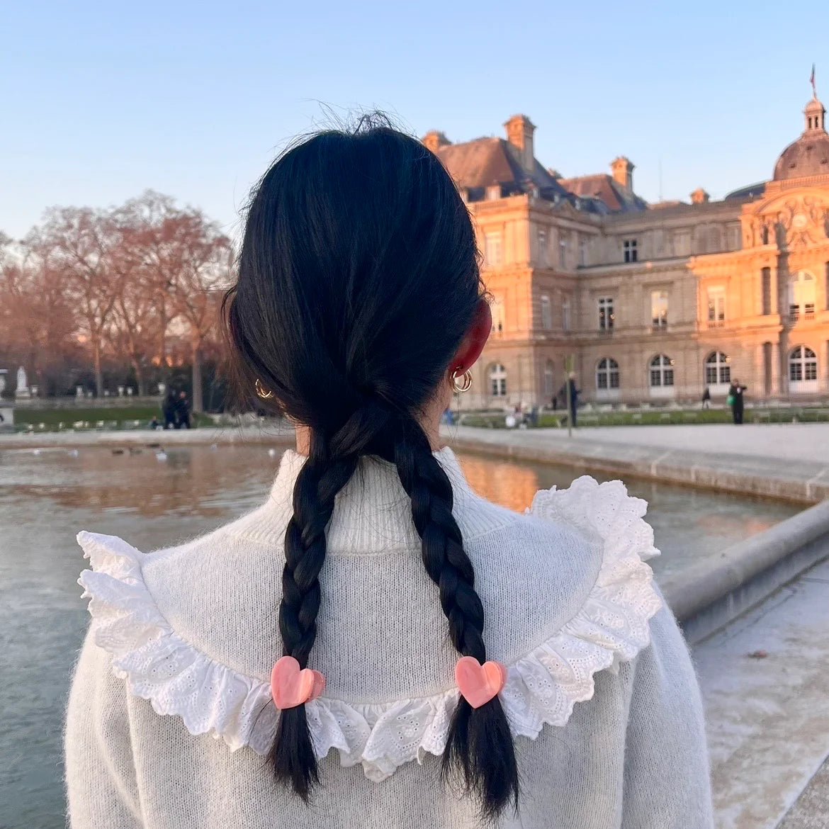 Mini pince à cheveux Coeur rose
