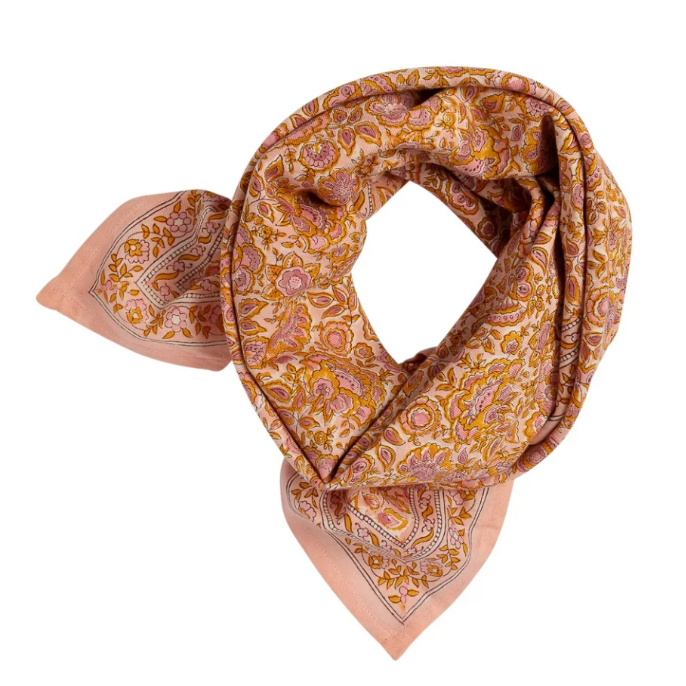 Grand Foulard Indien garda pop pink – Coton 100x100 Bohème