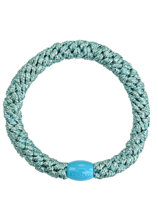 Elastique cheveux green silver glitter ( bleu turquoise )