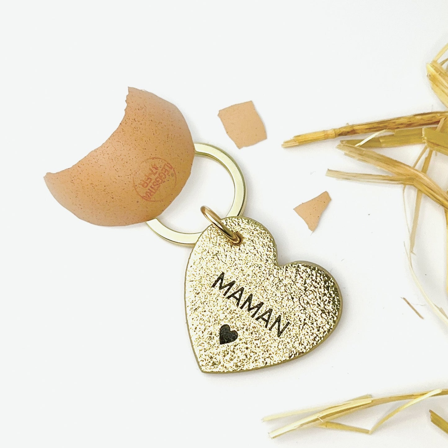 Oeuf cadeau - LE PORTE-CLÉS MAMAN EN CUIR DORÉ