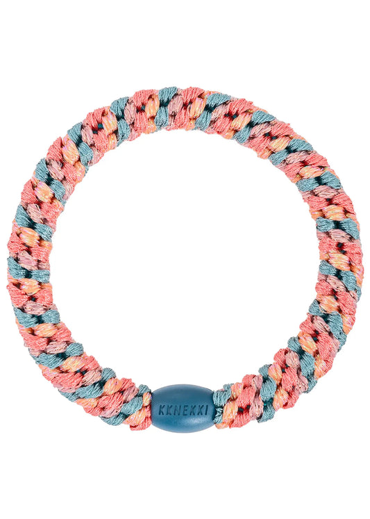 Elastique cheveux mix turquoise coral
